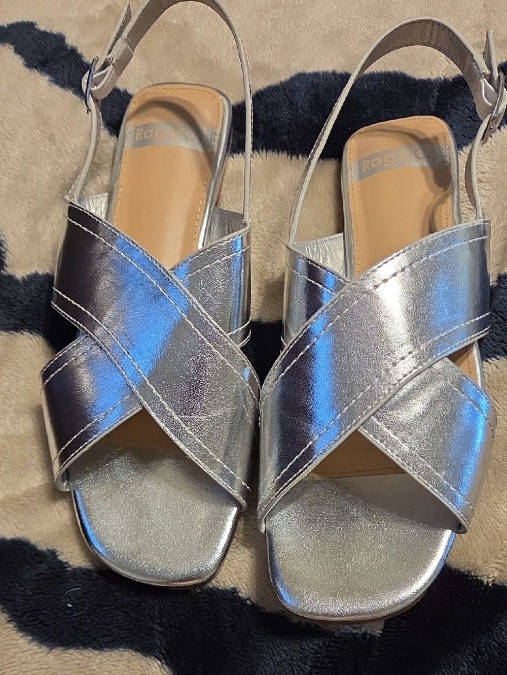 Silver Crisscross Slingback Sandals